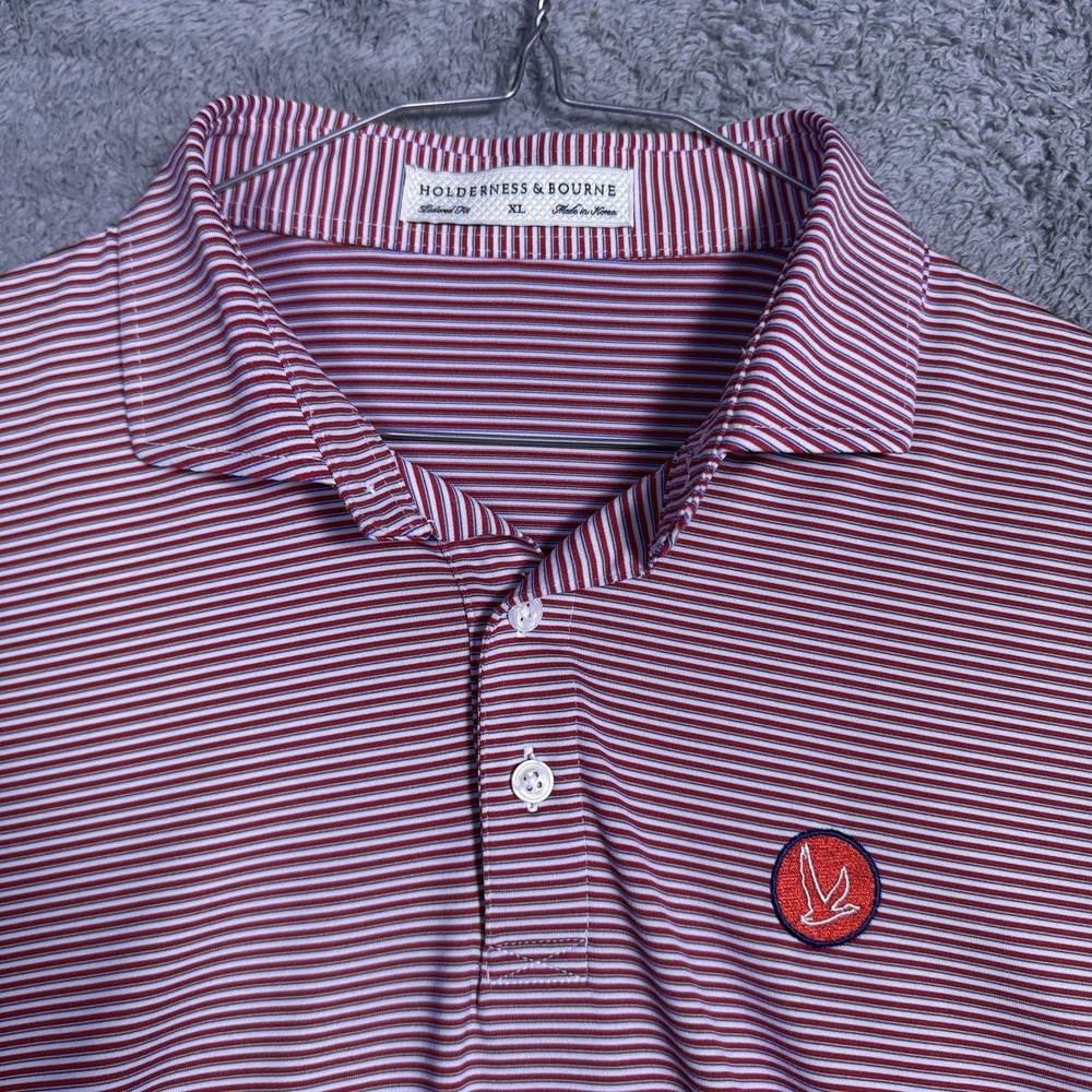 Holderness & Bourne Shirt Men's XL Gresham Tailored Fit Polo Grey Goose Striped